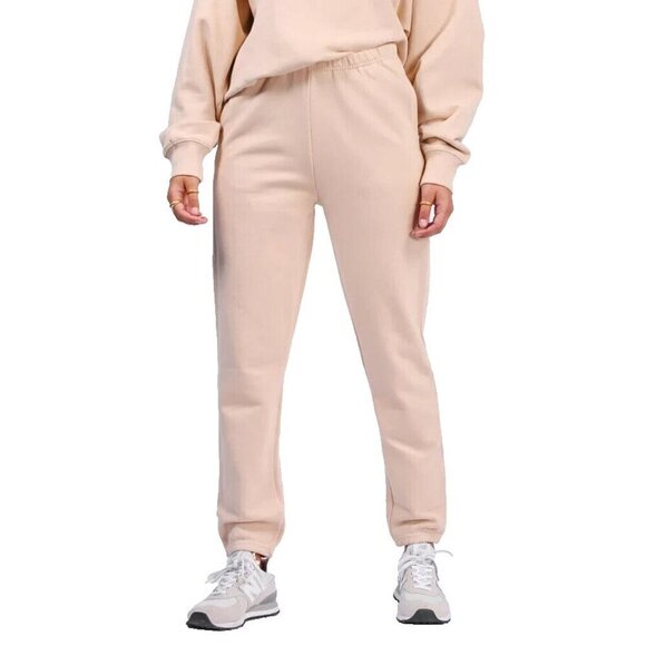 Brunette the Label Women's Size S/M Ivory Sand Best Friend High Rise Jogger Pant - Picture 1 of 8